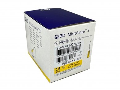 BD Microlance 3 adatas vienreizējās lietošanas 30G x 13 mm 100 gab.