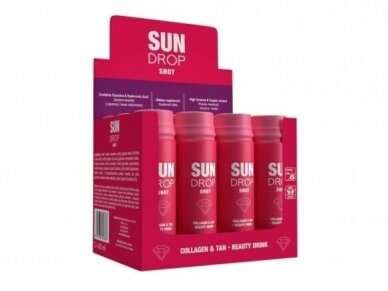 Sun Drop Shot Beauty Drink 80ml Collagen & Tan dzēriens ātrākam iedegumam un veselīgākai ādai 12 gab.